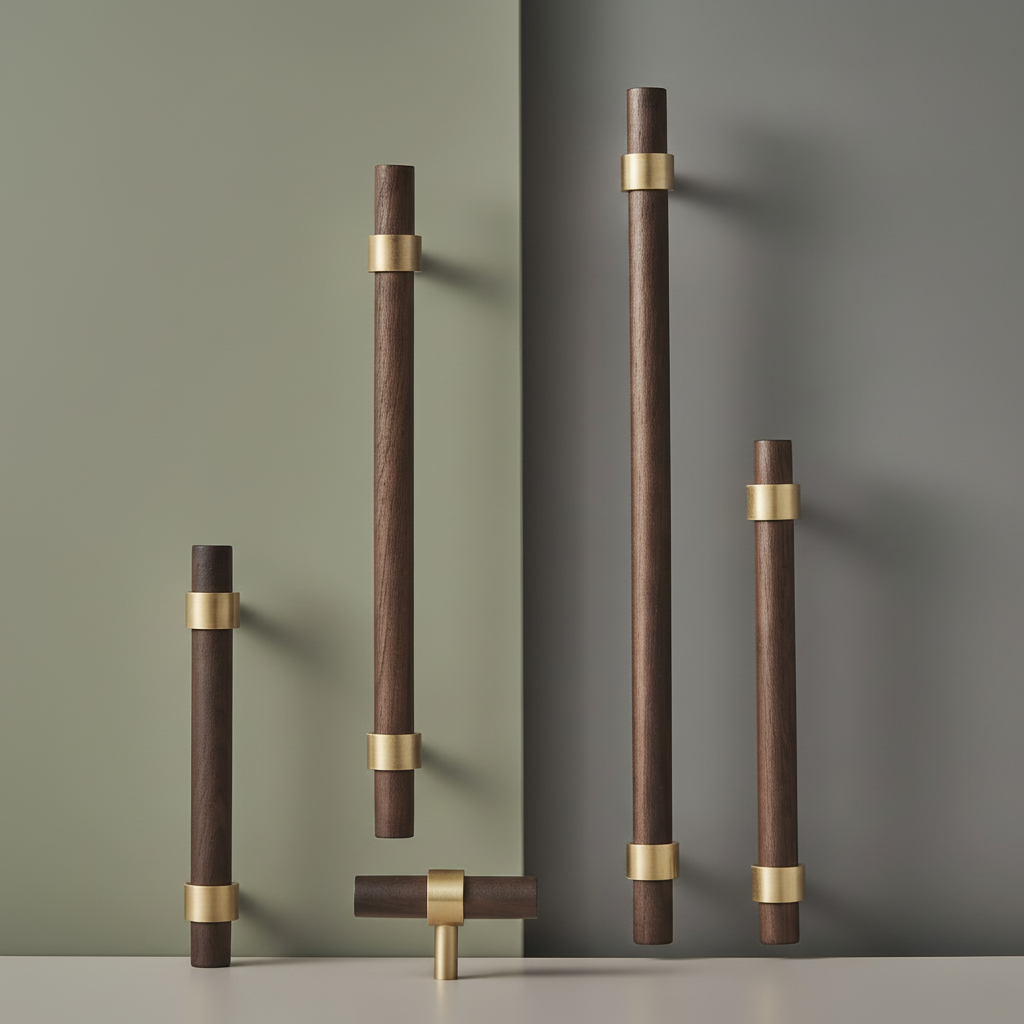 Maniglia CH025W | Noce + Ottone