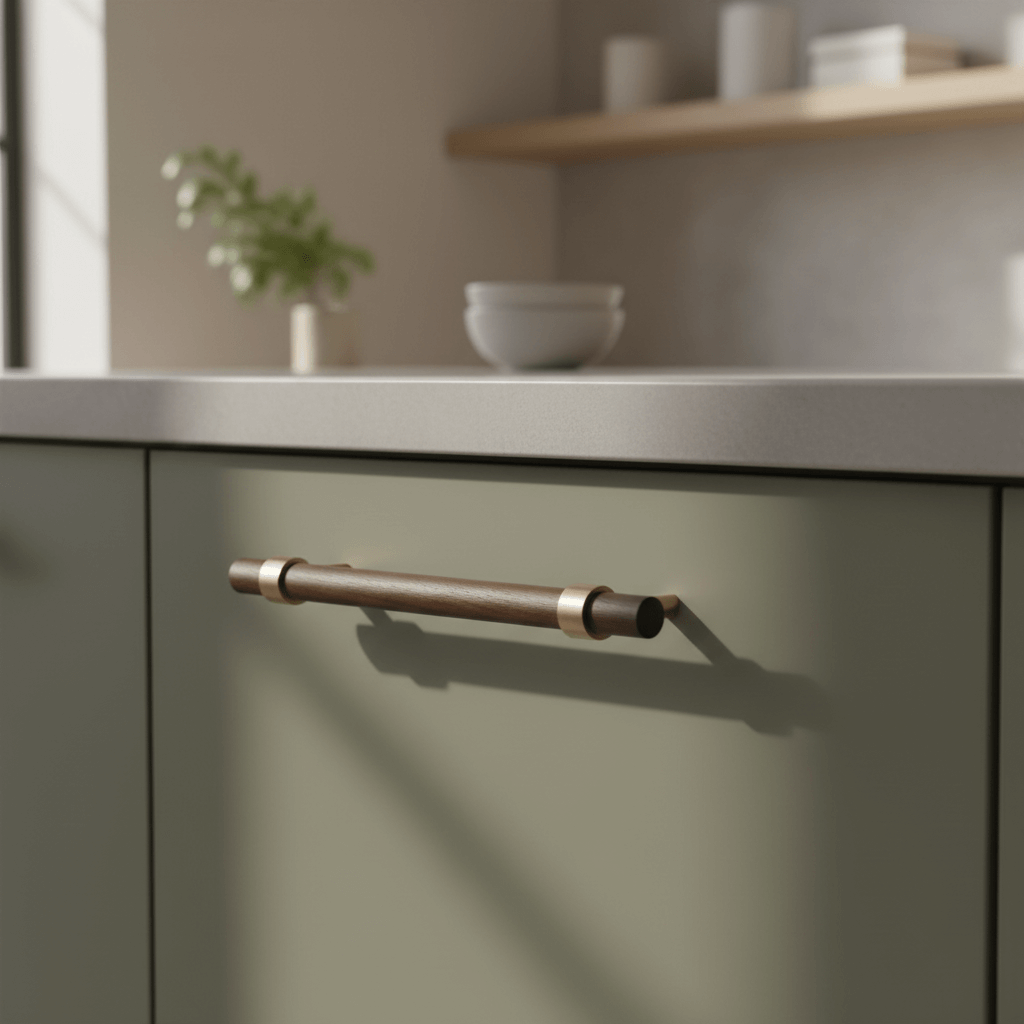 Maniglia CH025W | Noce + Ottone